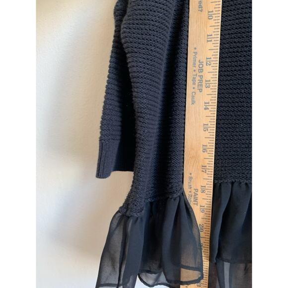 American Eagle Women’s Sweater Ruffle Hem Knit Pullover Black Size XS TP - Picture 5 of 8